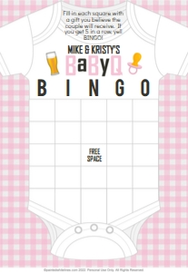 5x7 Bingo Game Board BaByQ Pink: Bingo BaByQ Party Game