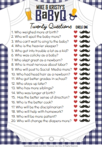 5x7 Twenty Questions Game Board BaByQ Navy: Twenty Questions BaByQ Party