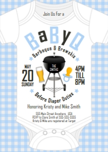 PWL8 5x7 BaByQ Charcoal Grill Invite Blue: Invite BaByQ Charcoal Grill
