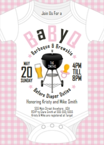 PWL8 5x7 BaByQ Charcoal Grill Invite Pink: Invite BaByQ Charcoal Grill