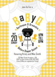 PWL8 5x7 BaByQ Charcoal Grill Invite Yellow: Invite BaByQ Charcoal Grill