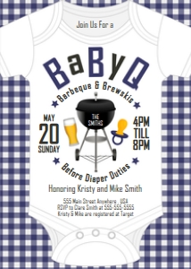 PWL8 5x7 BaByQ Charcoal Grill Invite Navy: Invite BaByQ Charcoal Grill