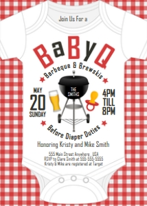 PWL8 5x7 BaByQ Charcoal Grill Invite Red: Invite BaByQ Charcoal Grill