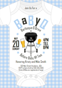 PWL8 5x7 BaByQ Sprinkle Charcoal Grill Invite Blue: Invite BaByQ Charcoal Grill
