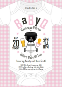 PWL8 5x7 BaByQ Sprinkle Charcoal Grill Invite Pink: Invite BaByQ Charcoal Grill