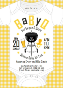 PWL8 5x7 BaByQ Sprinkle Charcoal Grill Invite Yellow: Invite BaByQ Charcoal Grill