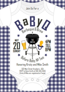 PWL8 5x7 BaByQ Sprinkle Charcoal Grill Invite Navy: Invite BaByQ Charcoal Grill
