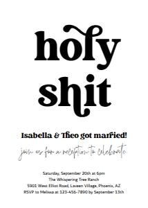holy shit reception only invitation: holy shit reception only invitation