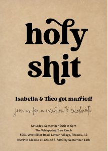 holy shit reception only invitation design preview