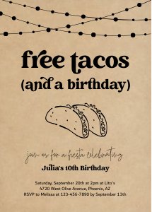 free tacos (and a birthday) invitation design preview