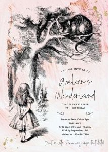 alice in wonderland birthday invitation design preview