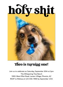 holy shit pet birthday invitation design preview