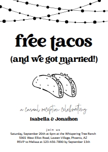 free tacos (and we got married) invitation design preview