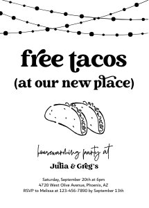free tacos housewarming invitation design preview