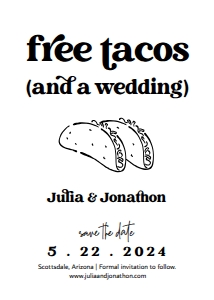 free tacos save the date invitation: free tacos save the date invitation