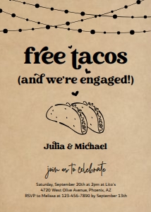 free tacos (and we're engaged) invitation on kraft: free tacos (and we're engaged) invitation