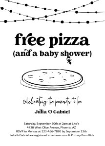 free pizza (and a baby shower) invitation design preview