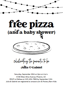 free pizza (and a baby shower) invitation: free pizza (and a baby shower) invitation