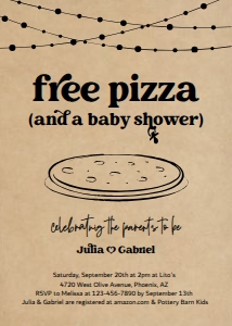 free pizza (and a baby shower) invitation on kraft: free pizza (and a baby shower) invitation