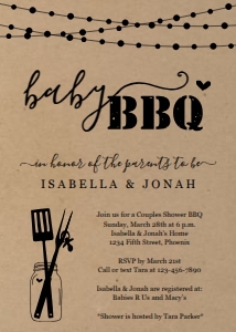 baby bbq invitation on kraft: baby bbq invitation