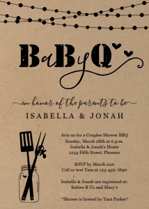 BaByQ invitation on kraft: baby bbq invitation