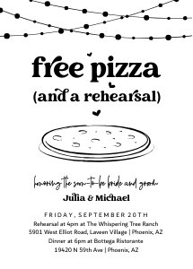free pizza (and a rehearsal) invitation design preview