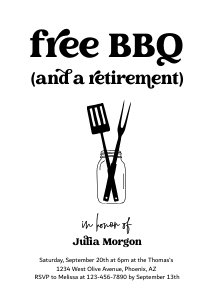 free bbq (and a retirement) invitation design preview
