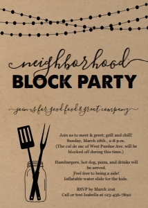 BBQ Neighborhood Block Party Invitation on Kraft: BBQ Neighborhood Invitation