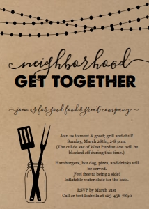 BBQ Neighborhood Get Together Invitation on Kraft: BBQ Neighborhood Invitation