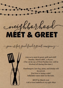 BBQ Neighborhood Meet & Greet Invitation on Kraft: BBQ Neighborhood Invitation