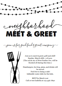BBQ Neighborhood Meet & Greet Invitation: BBQ Neighborhood Invitation