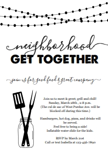 BBQ Neighborhood Get Together Invitation: BBQ Neighborhood Invitation