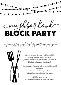 BBQ Neighborhood Block Party Invitation: BBQ Neighborhood Invitation