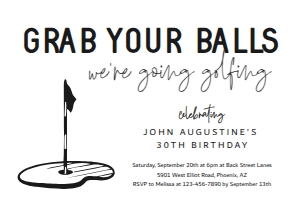 grab your balls - birthday golfing invitation: grab your balls - birthday golfing invitation