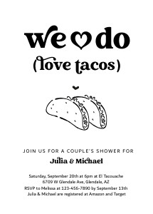 we do love tacos couples shower invitation design preview