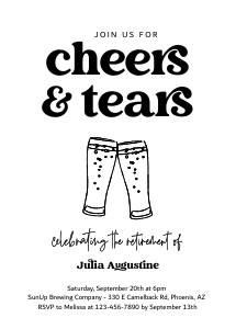 cheers and tears retirement party invitation design preview