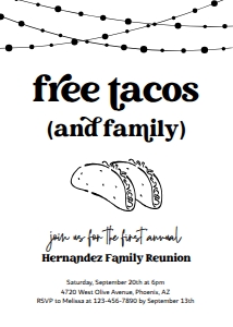 free tacos family reunion invitation: free tacos family reunion invitation