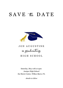 Graduation Save the Date with School Colors Cap design preview