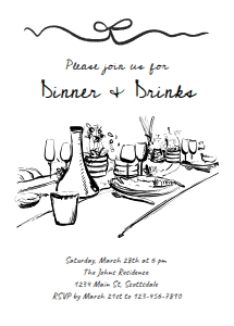 dinner and drinks doodles invitation design preview