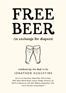 free beer diaper party invitation design preview