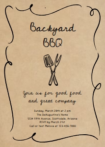 backyard bbq doodles invitation on kraft: backyard bbq doodles invitation