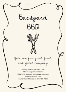 backyard bbq doodles invitation on cream: backyard bbq doodles invitation