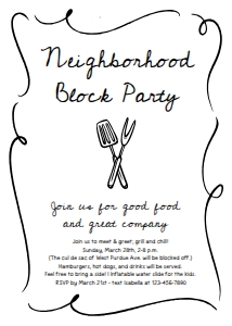 neighborhood block party bbq doodles invitation design preview