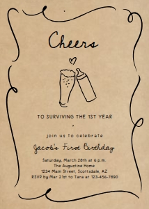 first birthday beer doodles invitation on kraft: first birthday beer doodles invitation