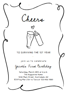 first birthday beer doodles invitation design preview