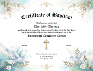 baptism certificate: baptism certificate