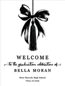 graduation welcome sign with bow - 18x24: graduation welcome sign with bow