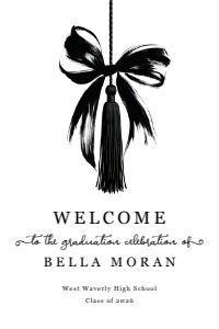 graduation welcome sign with bow - 24x36: graduation welcome sign with bow