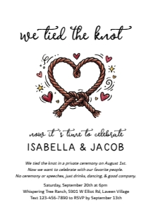 tied the knot doodle reception only invitation: tied the knot doodle reception only invitation