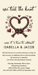 tied the knot doodle reception only invitation on cream for phone: tied the knot doodle reception only invitation